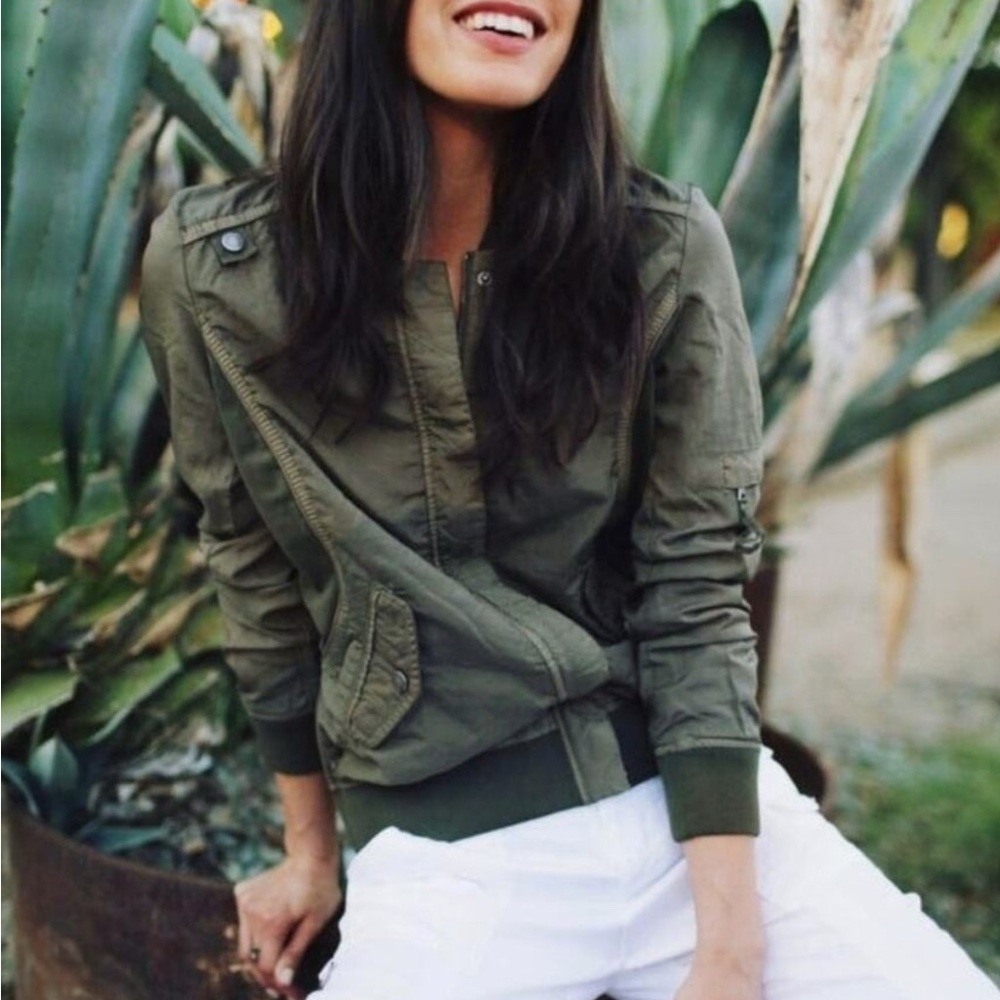 Anthropologie Marrakech Vista Zip Jacket Women's XS Army Green Bomber Military